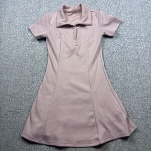 Dusty Pink Daisy Collared Layered Women's Dress Size Small